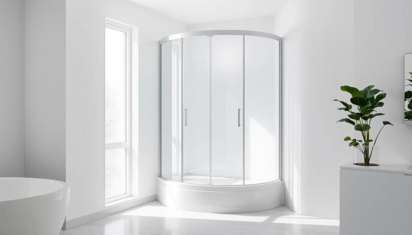 Duschkabine 80x80 in modernem Badezimmer mit gläsernen Wänden und elegantem Design.