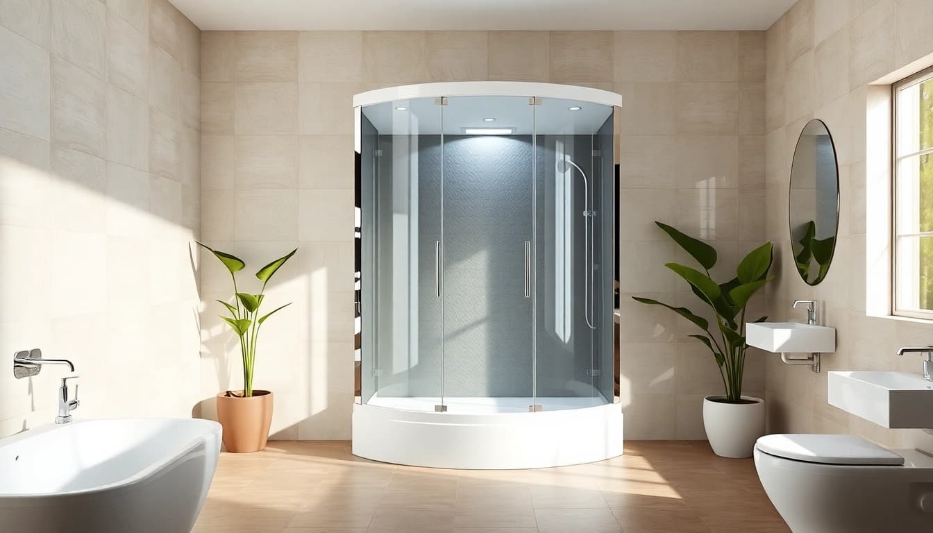 Erleben Sie die sonni Duschkabine in einem modernen Badezimmer mit stilvollen Details und eleganter Atmosphäre.