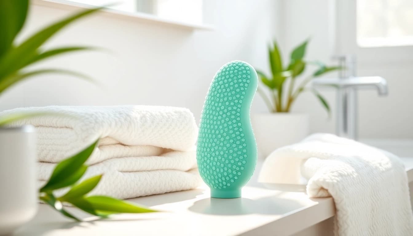Enhance your bathing experience with the best silicone loofah showcasing its unique design.