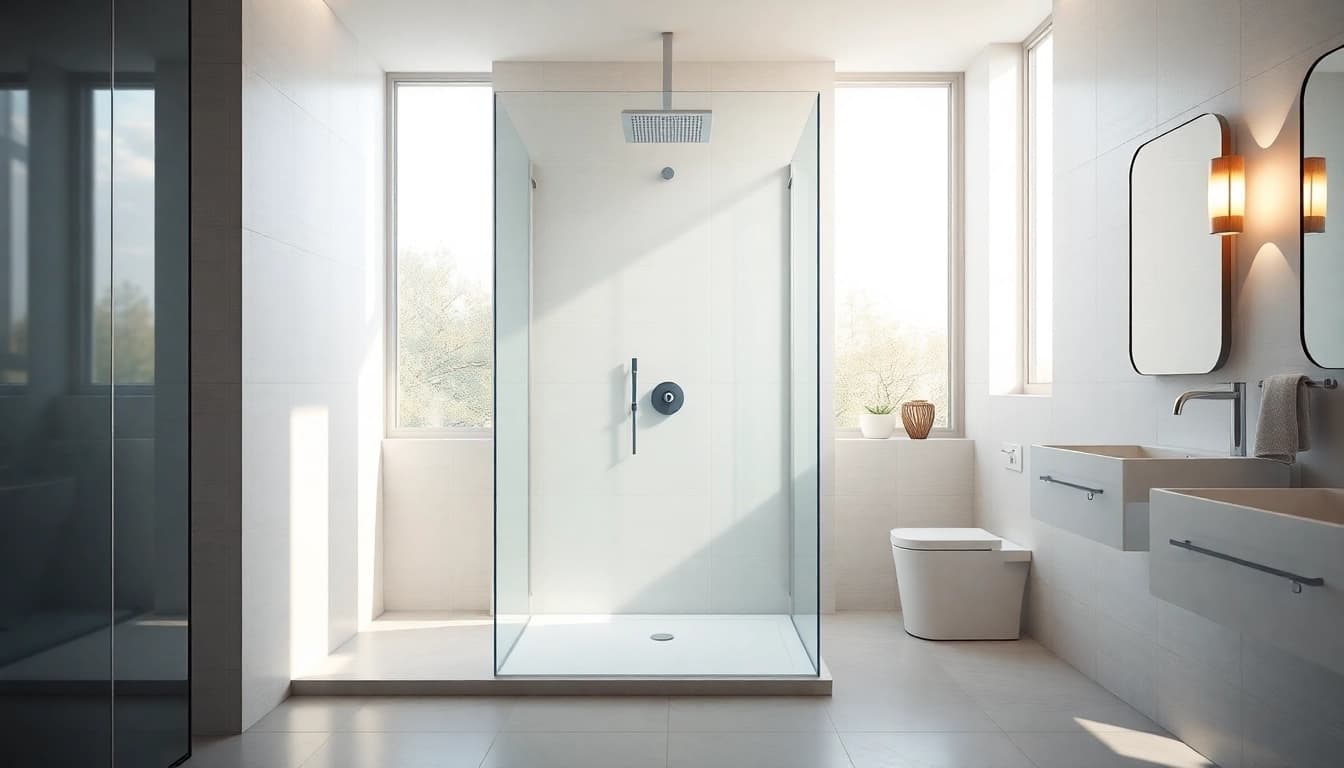 Showcase of sunny shower usa inc's luxurious shower system in a modern bathroom setting.