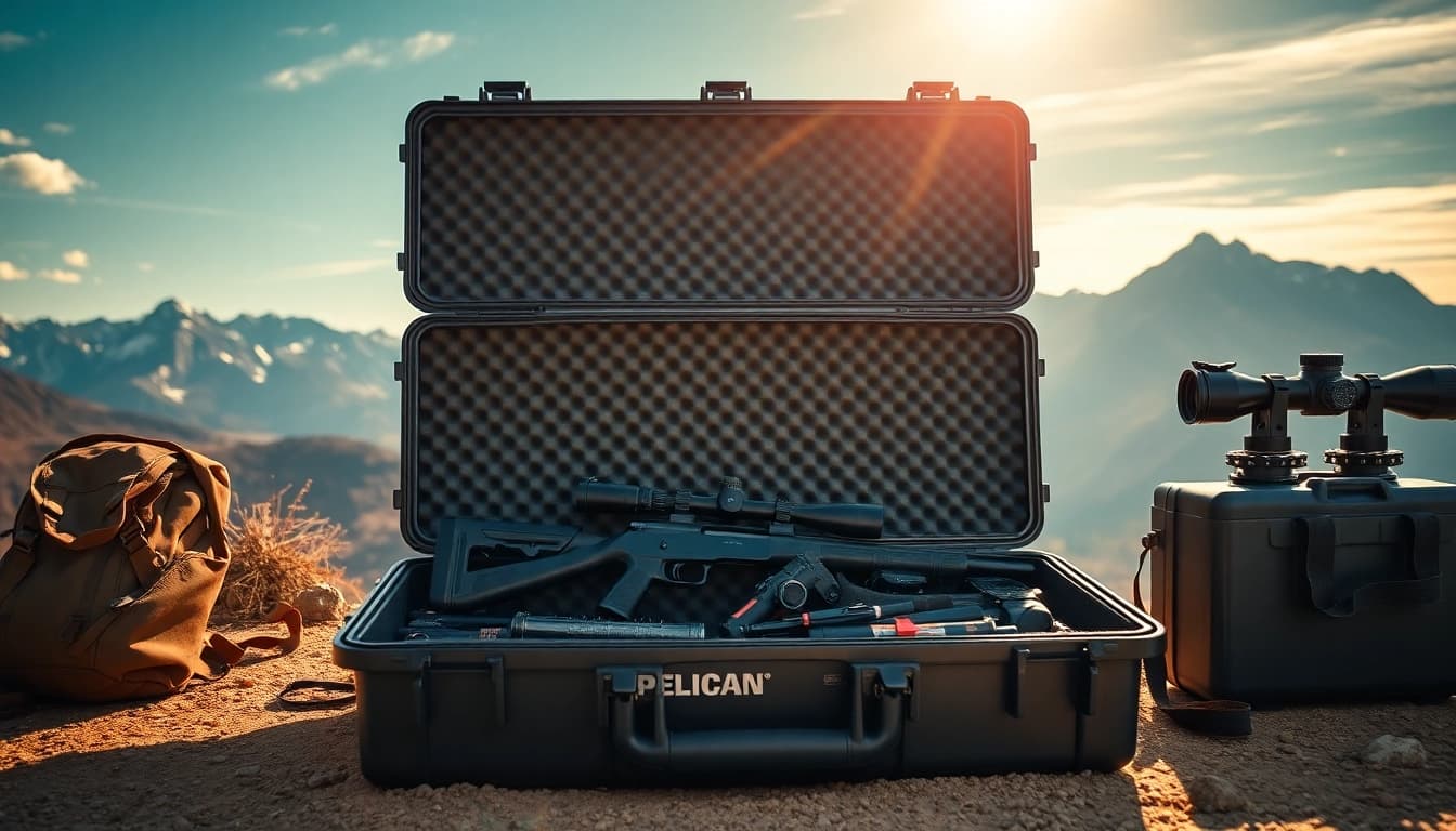 Shop the Pelican gun case for sale, showcasing its durable design and interior features.