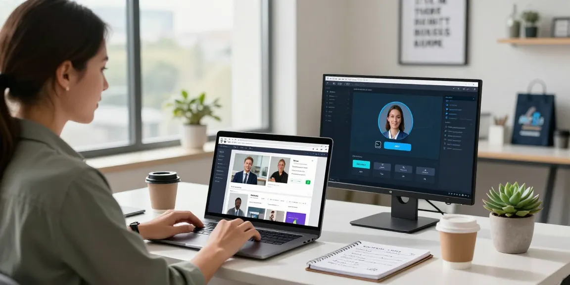 Creating websites with no upfront costs in a vibrant digital workspace with AI automation tools.