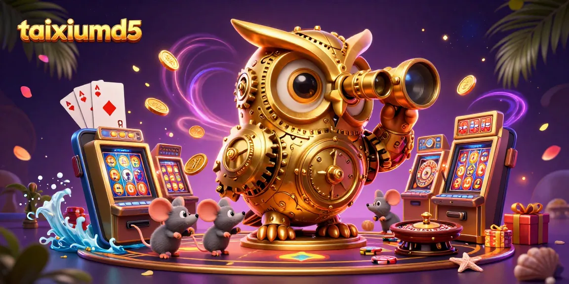 Experience the thrill of taixiumd5 with a vibrant 3D casino illustration showcasing dynamic game elements.
