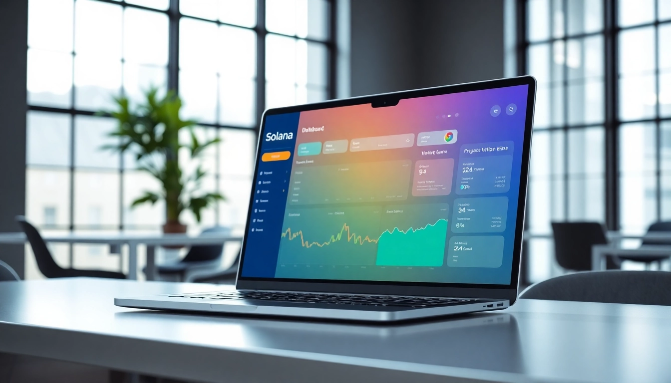 Manage your cryptocurrency with Solana Wallet interface on a modern laptop.