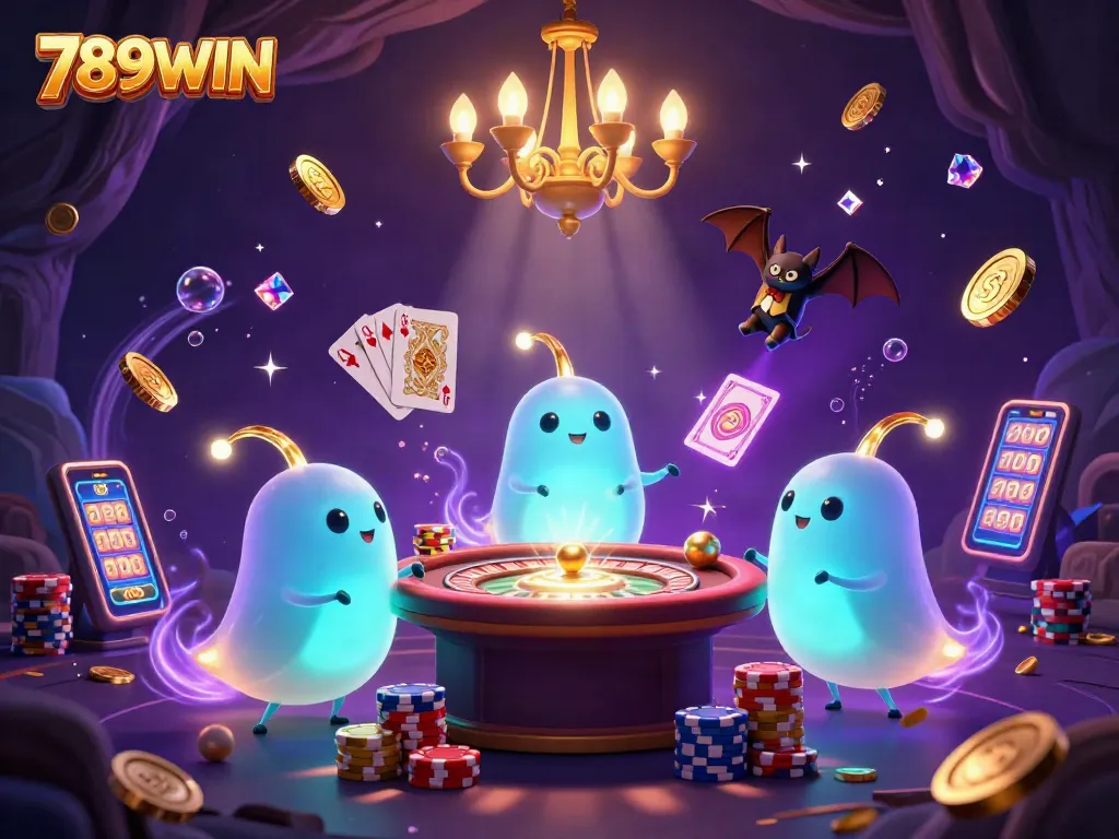 Illuminate your game with 789WIN as glowworms light a vibrant cave casino.