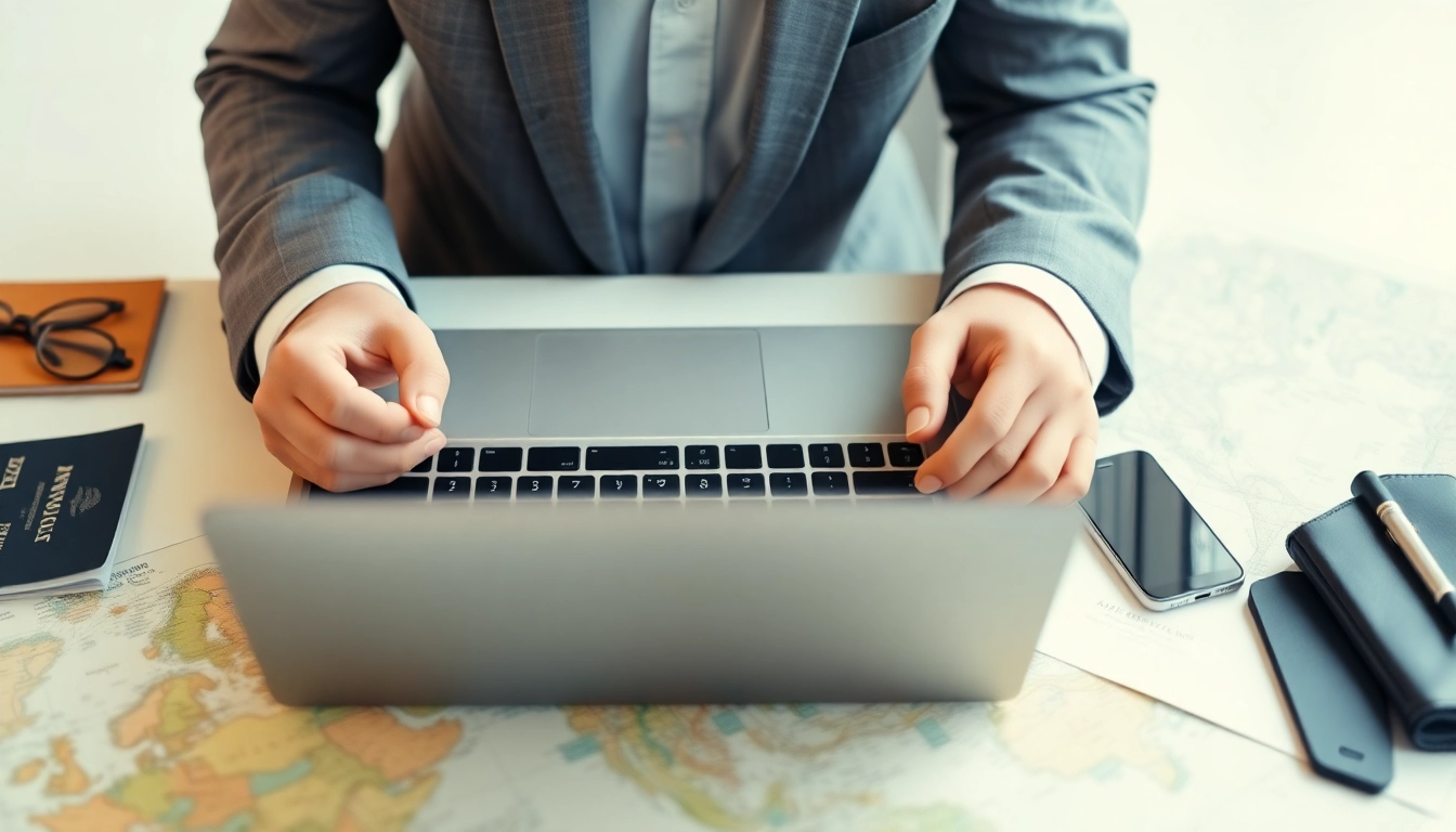 Apply for the uk eta online application with a laptop and travel essentials.