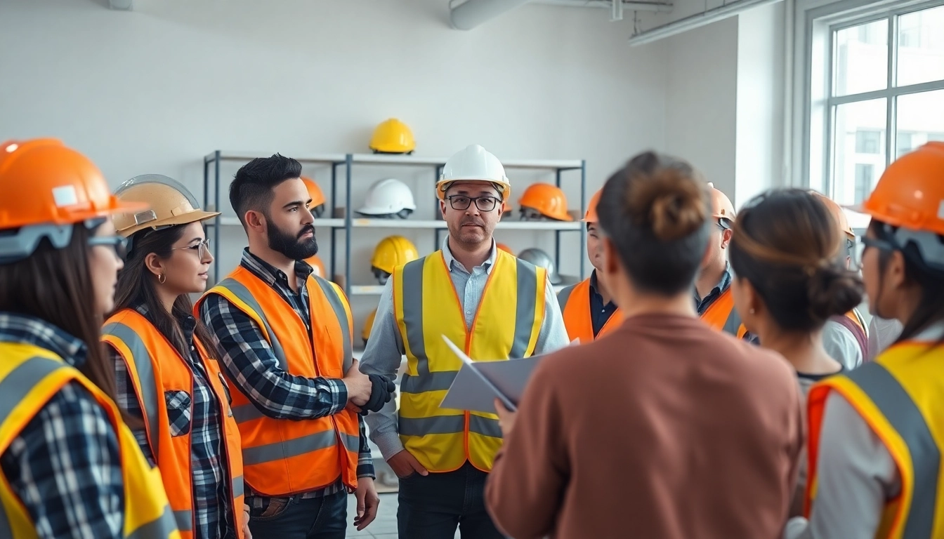 Engaged participants in construction safety classes learning essential safety protocols.