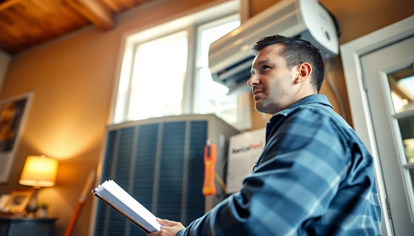 Technician analyzing an American Standard HVAC system installation in a residential setting.