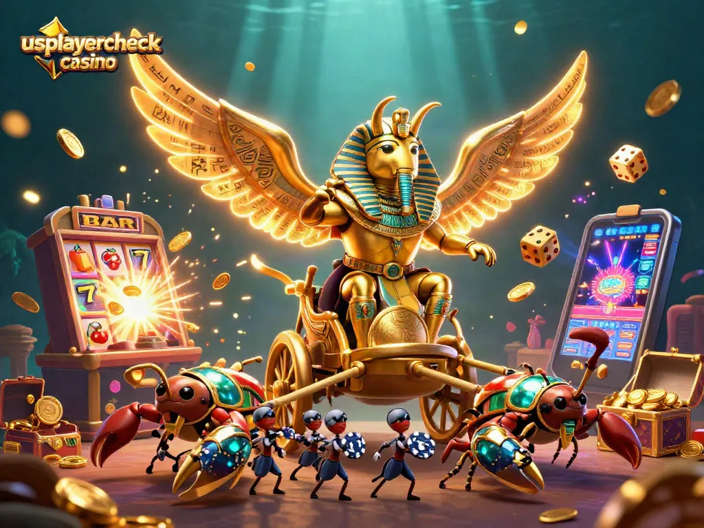 Experience excitement at usplayercheck casino with vibrant 3D illustration of games and jackpots!