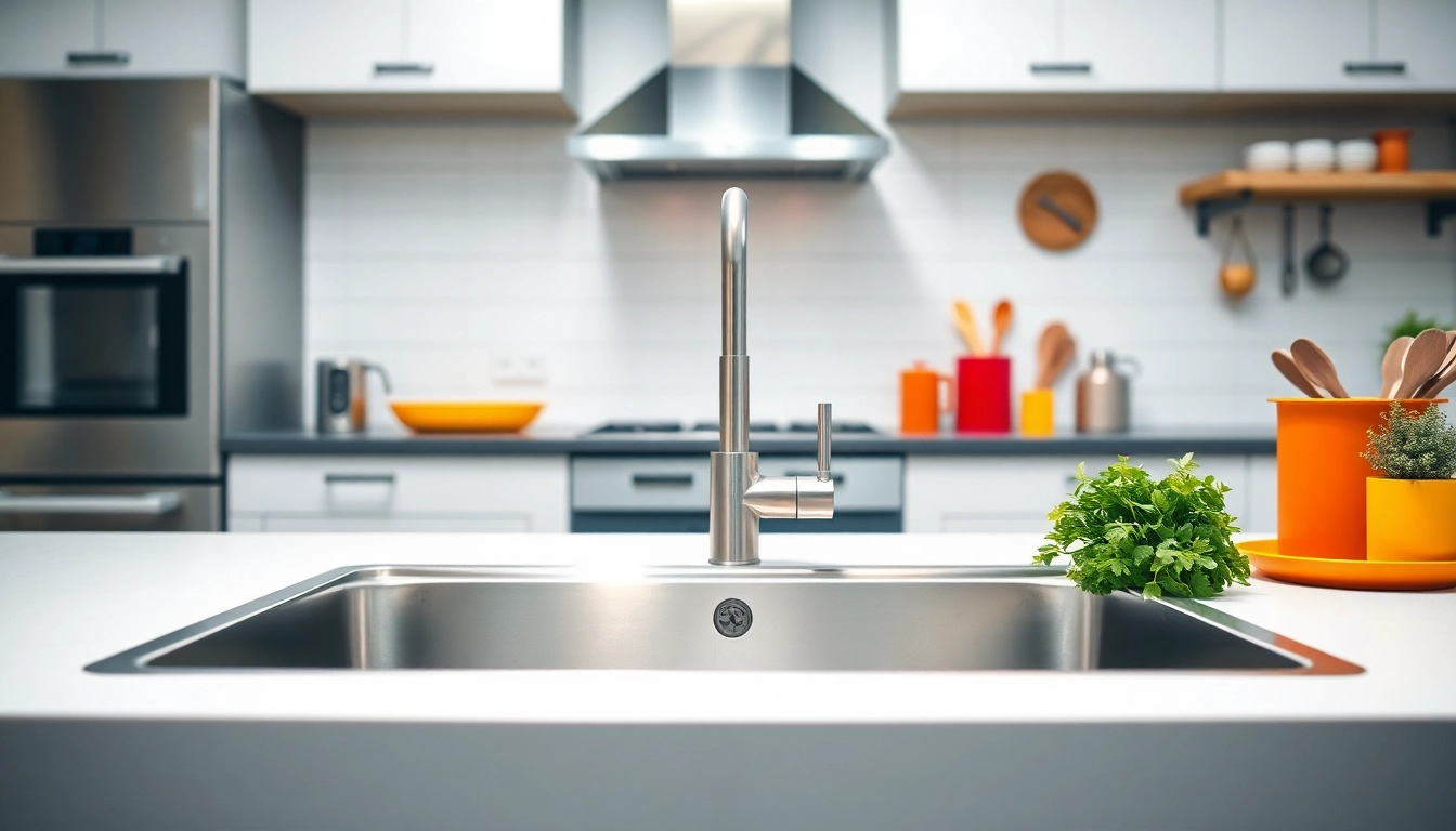 Showcasing a polished steel sink in a modern kitchen, emphasizing functionality and design.