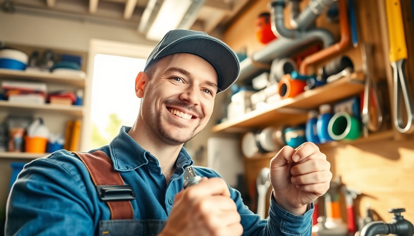 Skilled plumber near me working on a piping repair in a well-organized workshop.