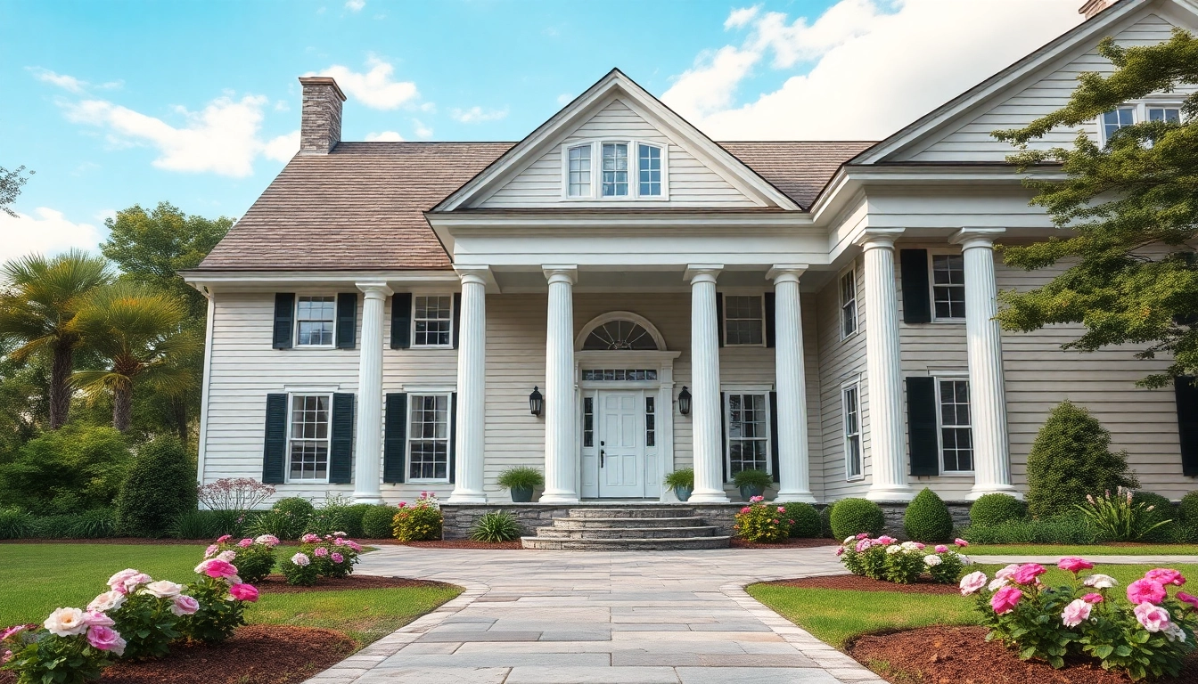 Enhancing colonial home renovation with elegant architecture, lush landscaping, and inviting atmosphere.