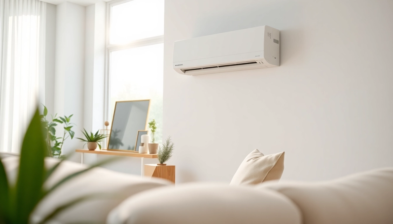 Upgrade your comfort with a mitsubishi mini split ac installed in a modern living room setting.