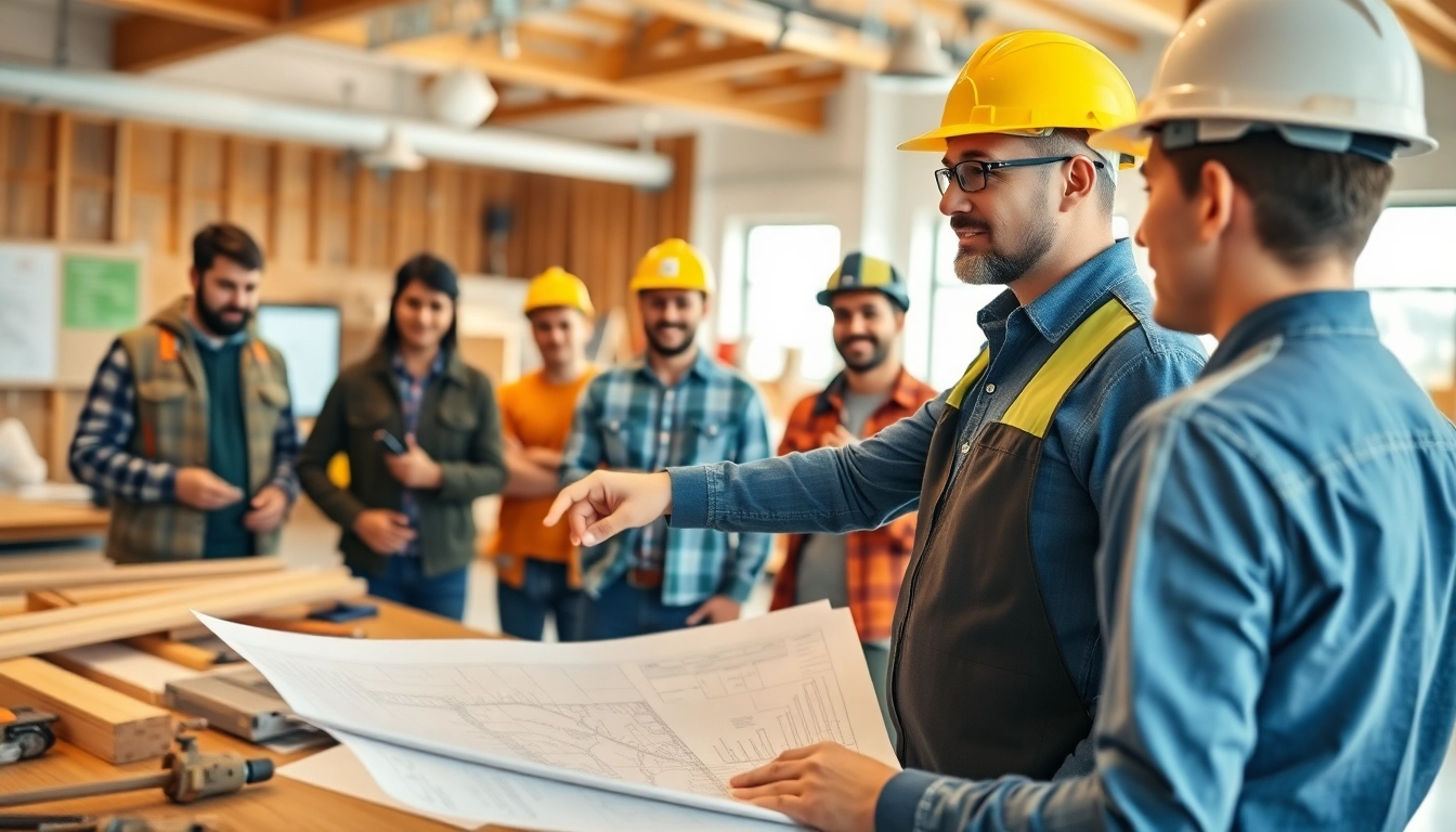 Engaged students in construction training programs learning from a professional instructor in a modern facility.