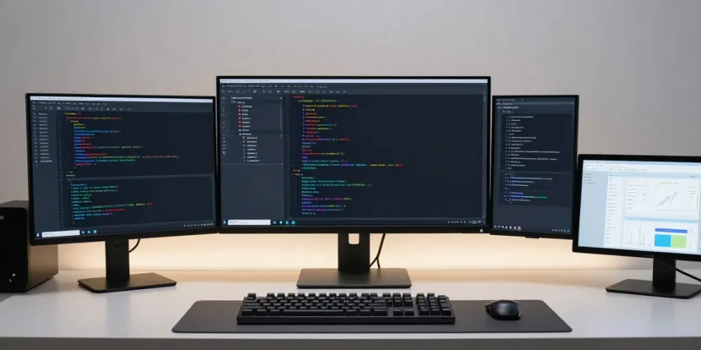 Web app vulnerability assessment in a modern developer workspace with advanced coding tools.