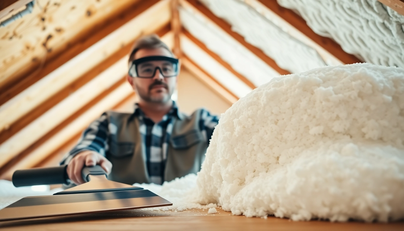 Assessing spray foam insulation removal cost in a bright attic with tools and equipment.