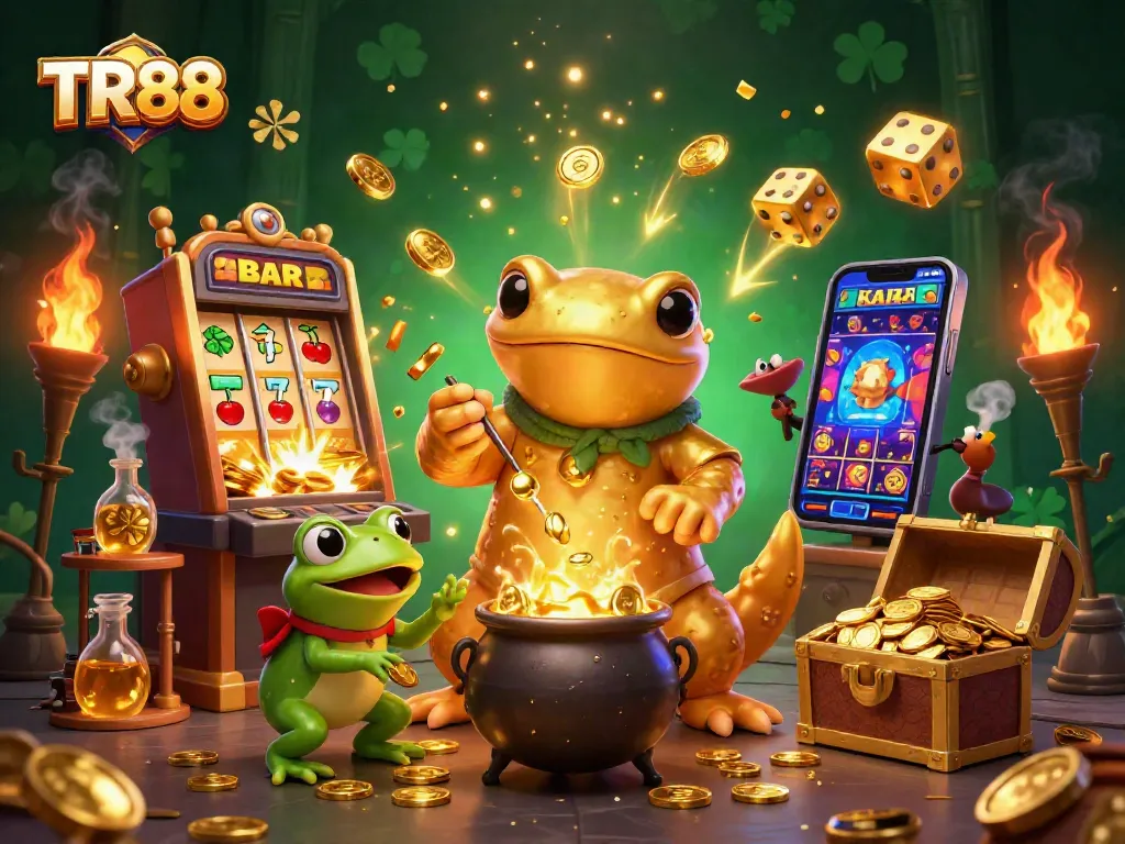 Join the TR88 action with golden alchemists transforming base metals into jackpot coins amid excitement!
