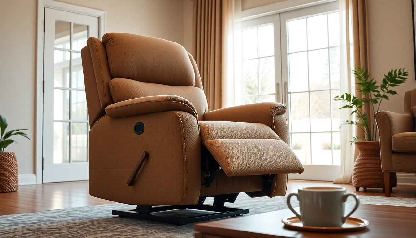 Enjoy a comfortable power lift recliner with heat and massage, enhancing relaxation in your living space.