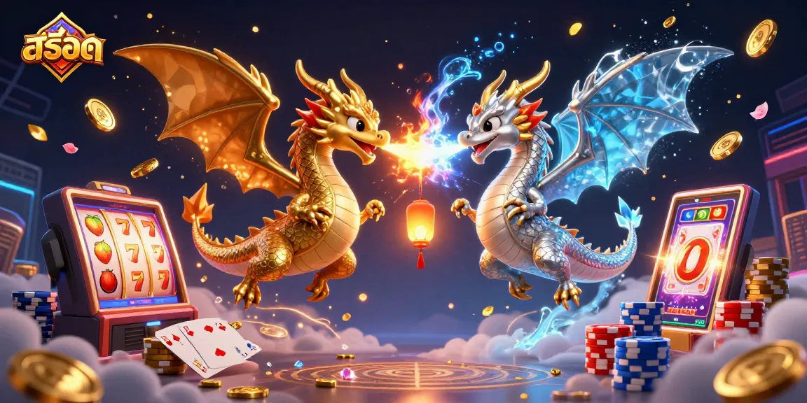 Experience the thrill of สล็อต with golden dragons and rich casino elements in an enchanting 3D illustration.