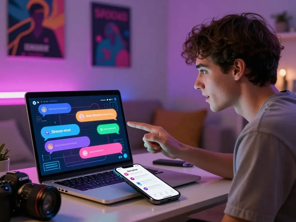 Interactive spicychat session showing user engaged with AI character in futuristic home setting.