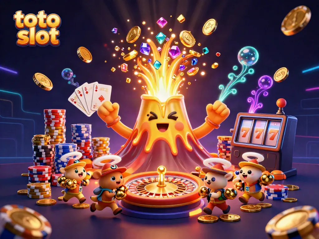Experience the thrill of the toto slot with dynamic casino elements and vibrant prizes in a unique 3D scene.