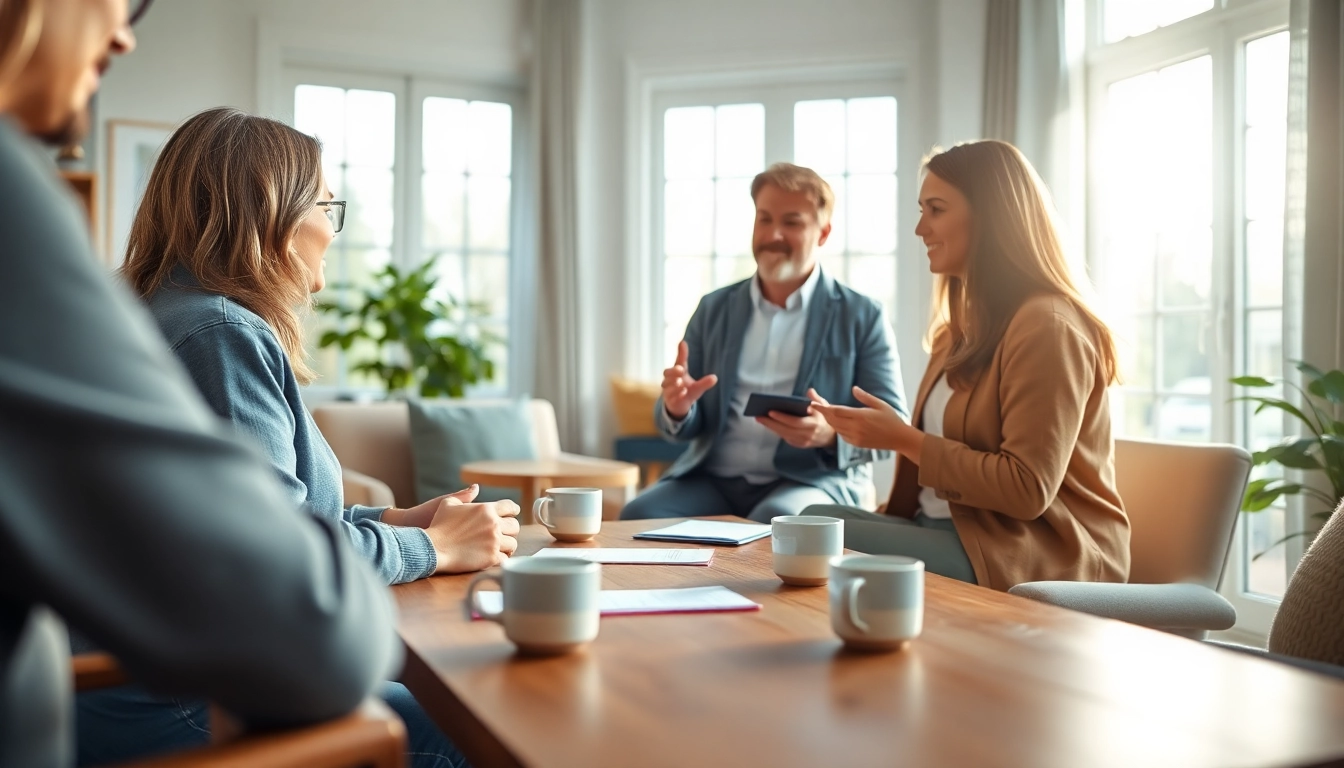 Sharing mental health tips in a welcoming setting with a supportive atmosphere and natural light.