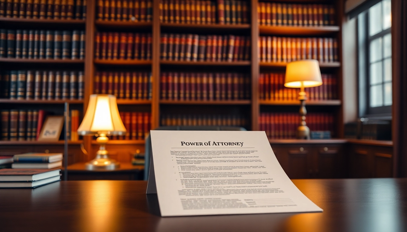 Reviewing a Power of Attorney document in a professional office environment.