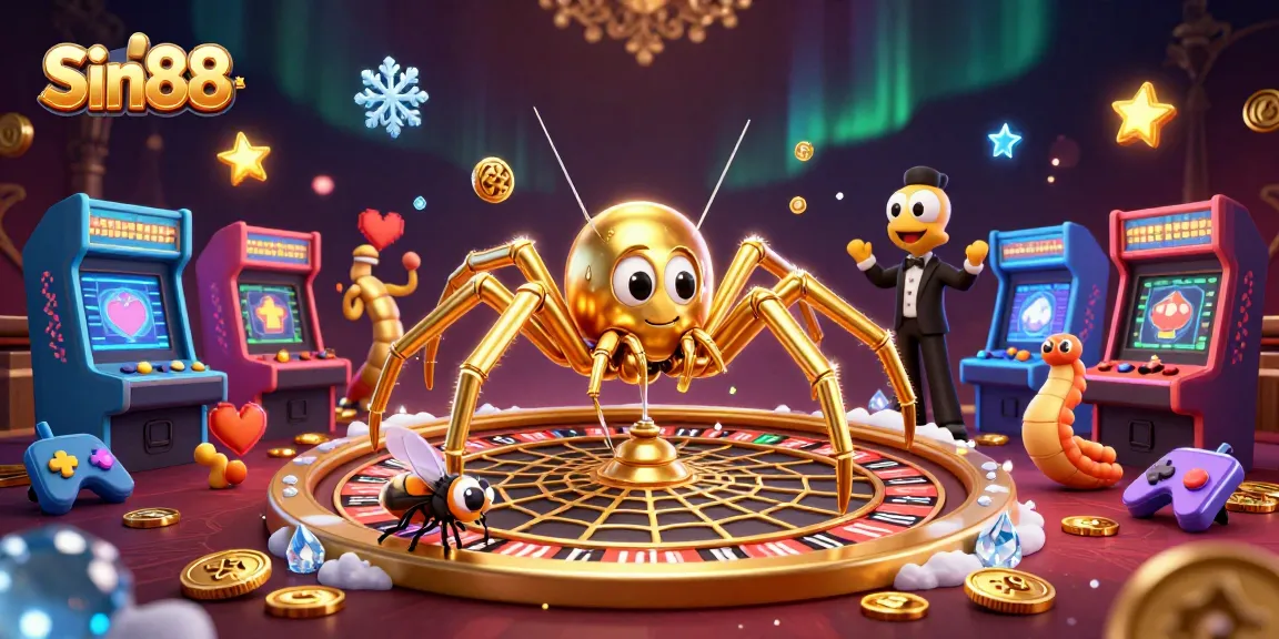 Place bets and spin to win with Sin88's vibrant, animated casino-themed illustration.