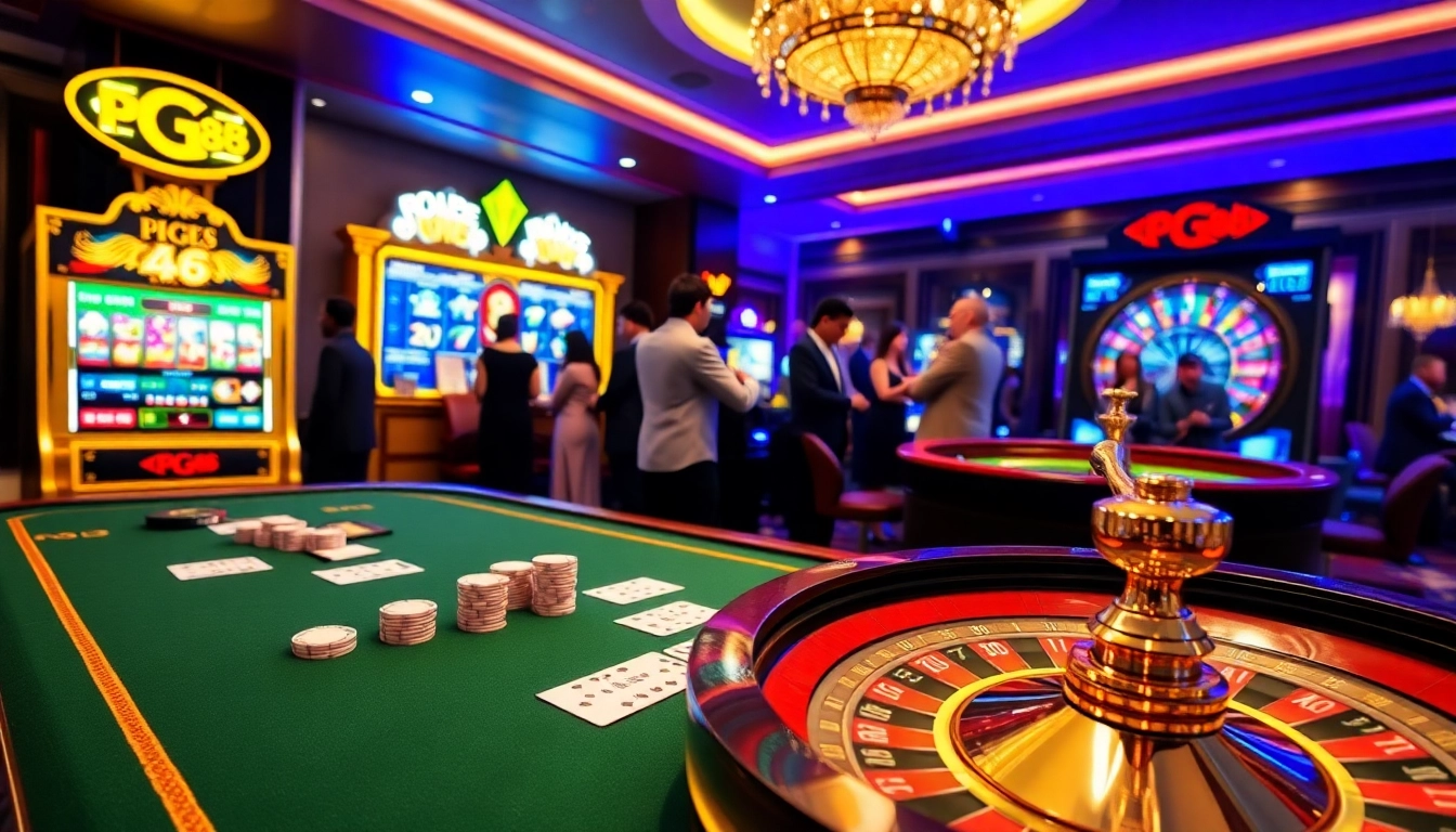 Engage with exciting play at PG88 casino with vibrant slot machines and elegant poker tables.