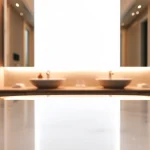 Admire the elegant led mirror enhancing a stylish bathroom's aesthetic with contemporary design.