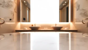 Admire the elegant led mirror enhancing a stylish bathroom's aesthetic with contemporary design.