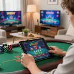 Engaging online blackjack gameplay on tablet featuring lc88 gaming strategy.