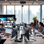 New York web design services team collaborating in a modern office.