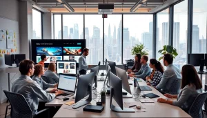 New York web design services team collaborating in a modern office.
