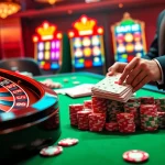 Experience the excitement of casino gaming with RED88's vibrant atmosphere, featuring roulette, poker, and colorful slot machines.