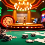 Exciting online gambling scene at 78win.dental with poker chips and roulette wheel.