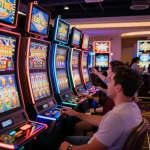 Players enjoying the go8 slot machine experience with vibrant lights and dynamic gameplay.