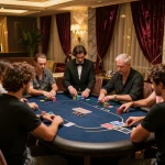 Experience high-stakes poker in a luxurious VIP area at vipwin, featuring professional gameplay and elegant decor.