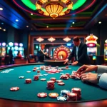 Experience high-stakes fun at KJC with poker games and vibrant casino visuals.