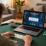 Online poker gameplay at home on ee88go platform, showcasing interactive game interface.