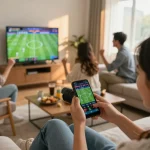 SOCOLIVE offers live sports betting excitement from home, showcasing a smartphone with betting odds.