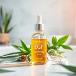 See the best EGF serum surrounded by natural ingredients for rejuvenating skincare.