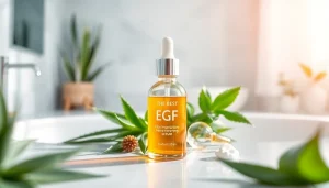 See the best EGF serum surrounded by natural ingredients for rejuvenating skincare.