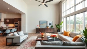 Austin residential remodeling contractor elegantly transforms a cozy living space with modern decor.
