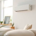 Upgrade your comfort with a mitsubishi mini split ac installed in a modern living room setting.