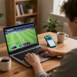 Engaged player enjoying CAKHIATV for live football streaming while betting online