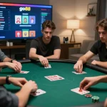 Players engage in online poker gameplay on Go88 platform, showcasing strategic hands and community cards in an immersive gaming setting.