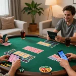 Engaging baccarat online gaming scene showing players enjoying the game with excitement.
