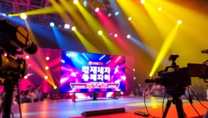 티비위키 최신 주소를 소개하는 현대적인 방송 세트