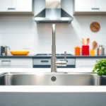 Showcasing a polished steel sink in a modern kitchen, emphasizing functionality and design.